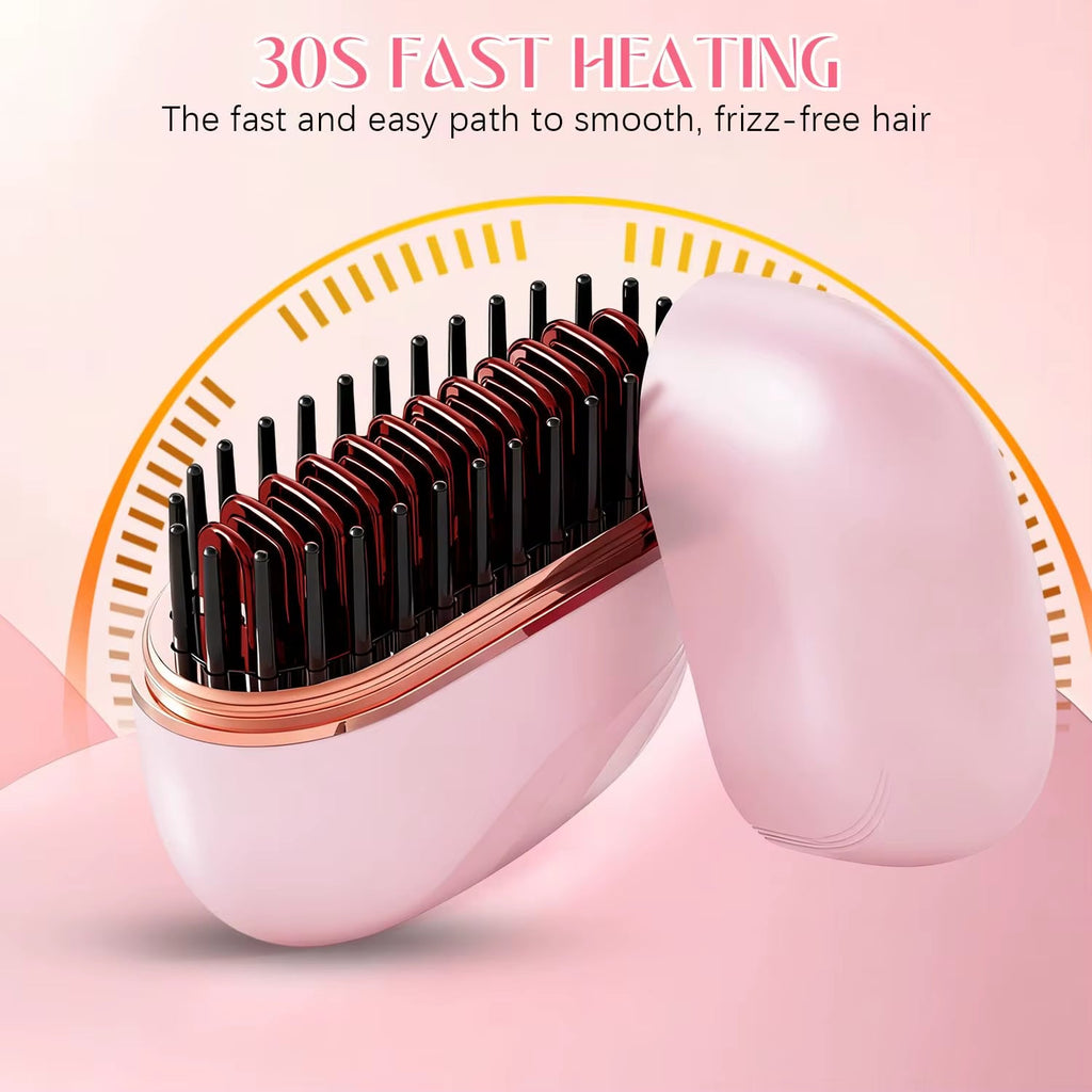 2026 New Mini Straightener Rechargeable Portable Hair Straightener Brush Anti - Scald Shell Cordless USB Charging Straighteners - pluxora