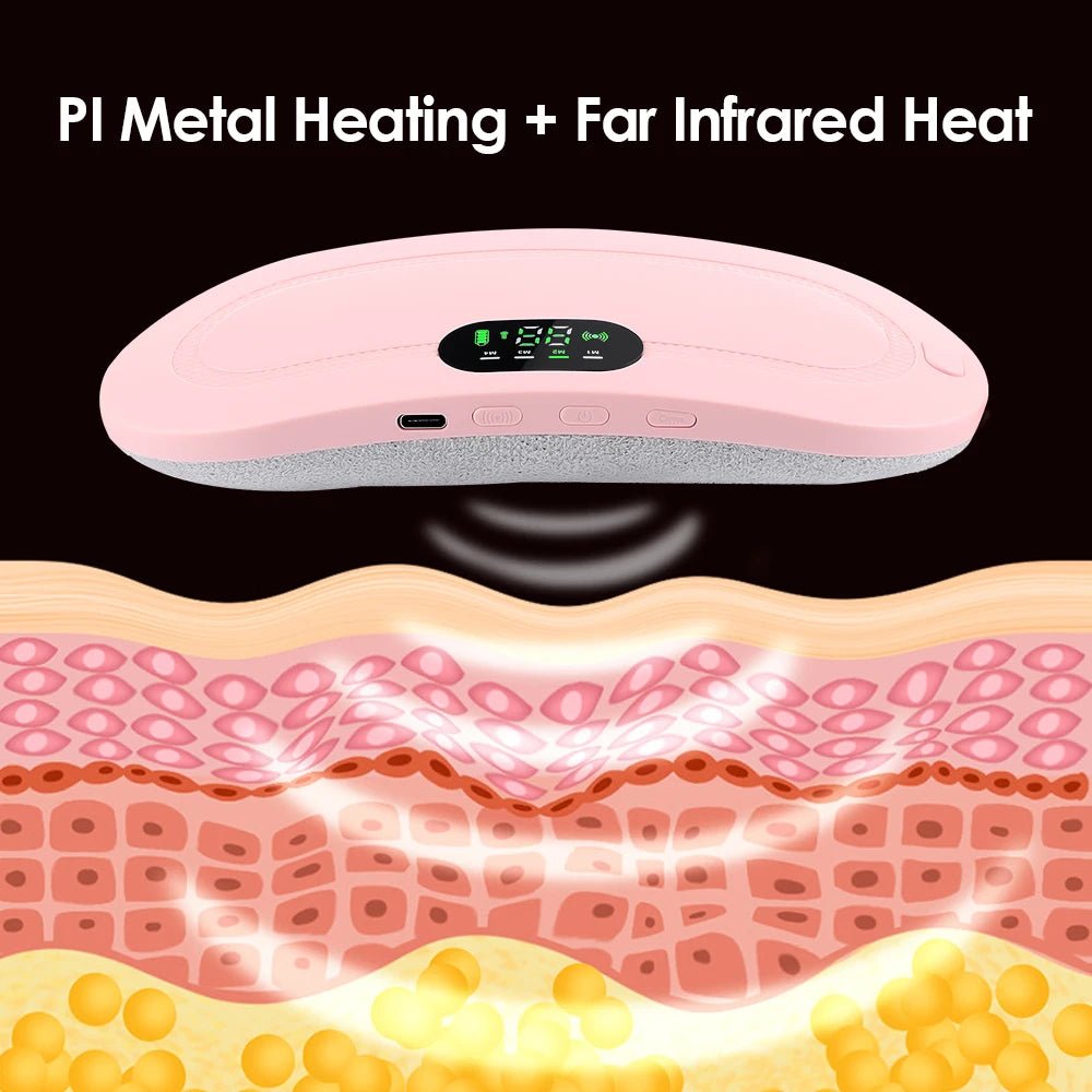 Electric Period Cramp Massager Vibrating Heating Belt for Menstrual Waist Stomach Abdominal Warm Palace Belt - pluxora