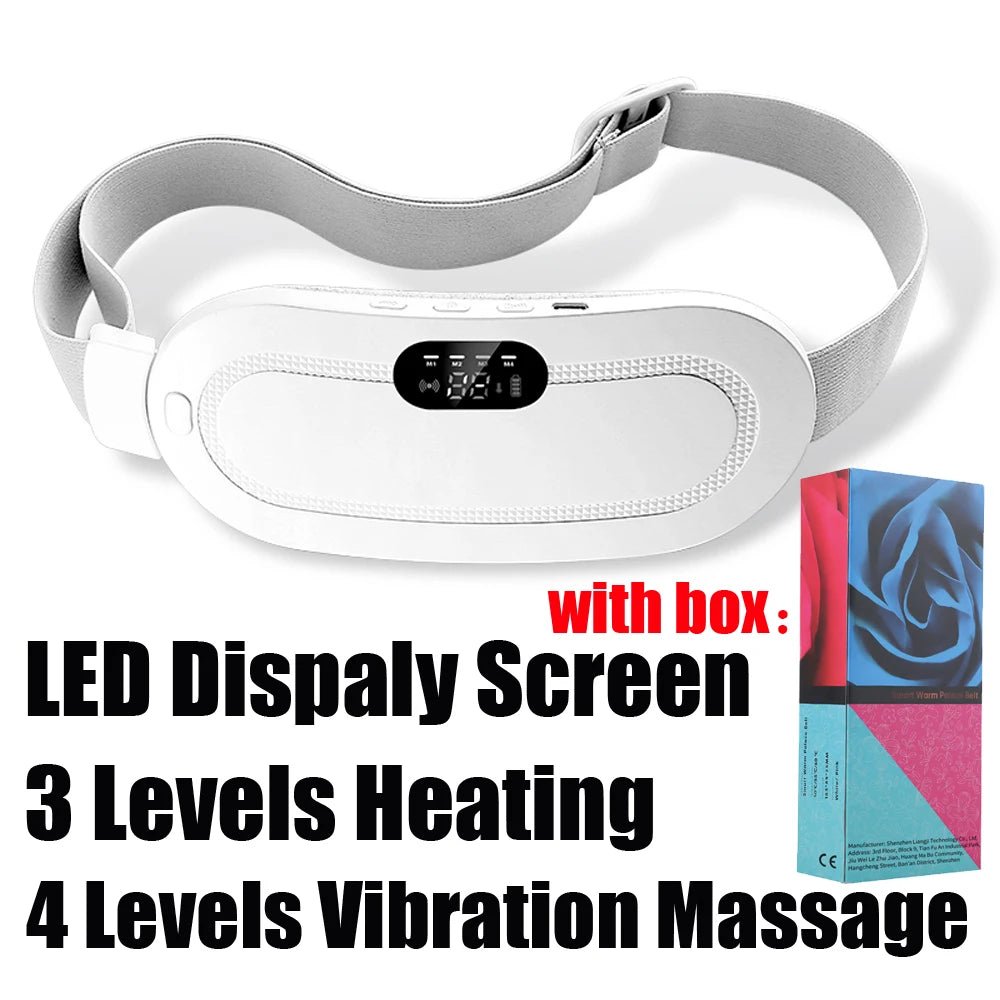 Electric Period Cramp Massager Vibrating Heating Belt for Menstrual Waist Stomach Abdominal Warm Palace Belt - pluxora