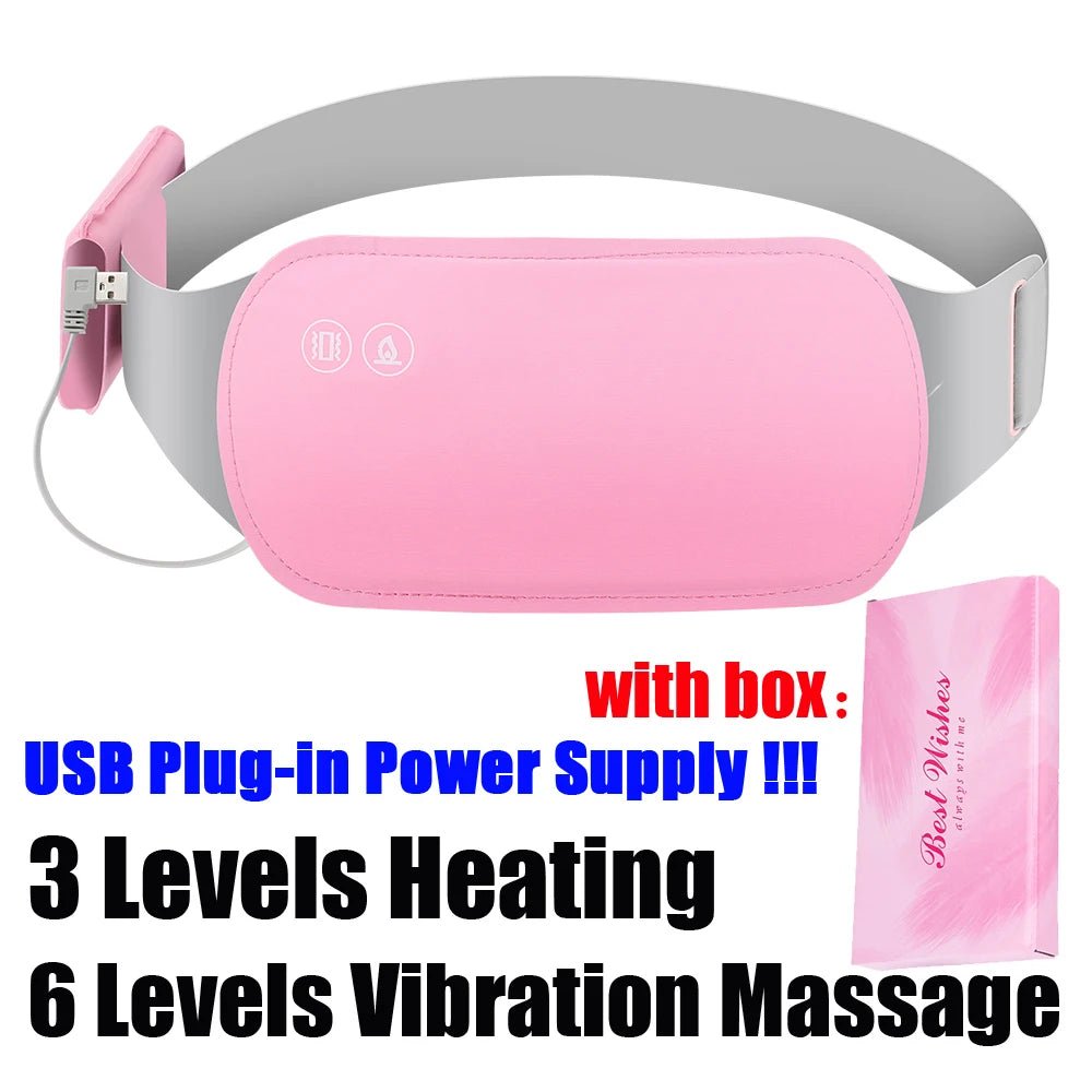 Electric Period Cramp Massager Vibrating Heating Belt for Menstrual Waist Stomach Abdominal Warm Palace Belt - pluxora