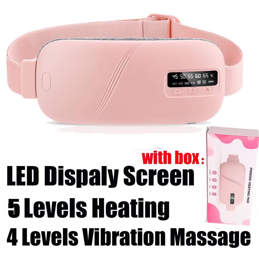 Electric Period Cramp Massager Vibrating Heating Belt for Menstrual Waist Stomach Abdominal Warm Palace Belt - pluxora