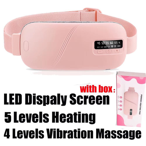Electric Period Cramp Massager Vibrating Heating Belt for Menstrual Waist Stomach Abdominal Warm Palace Belt - pluxora