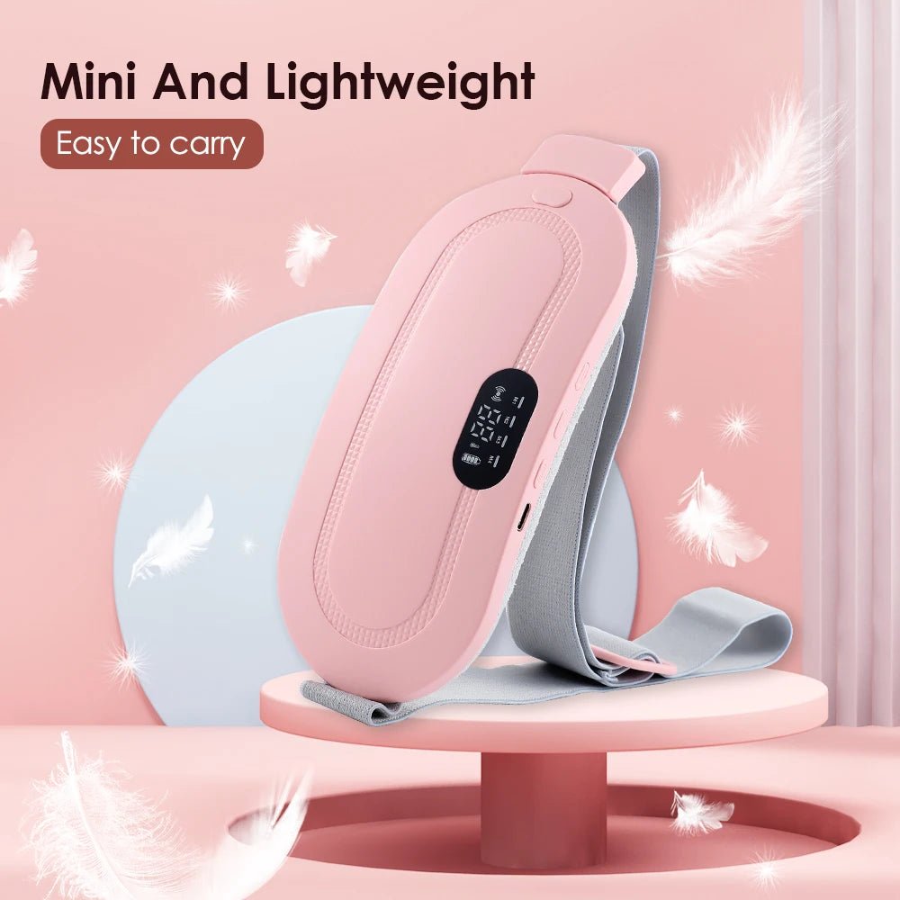 Electric Period Cramp Massager Vibrating Heating Belt for Menstrual Waist Stomach Abdominal Warm Palace Belt - pluxora