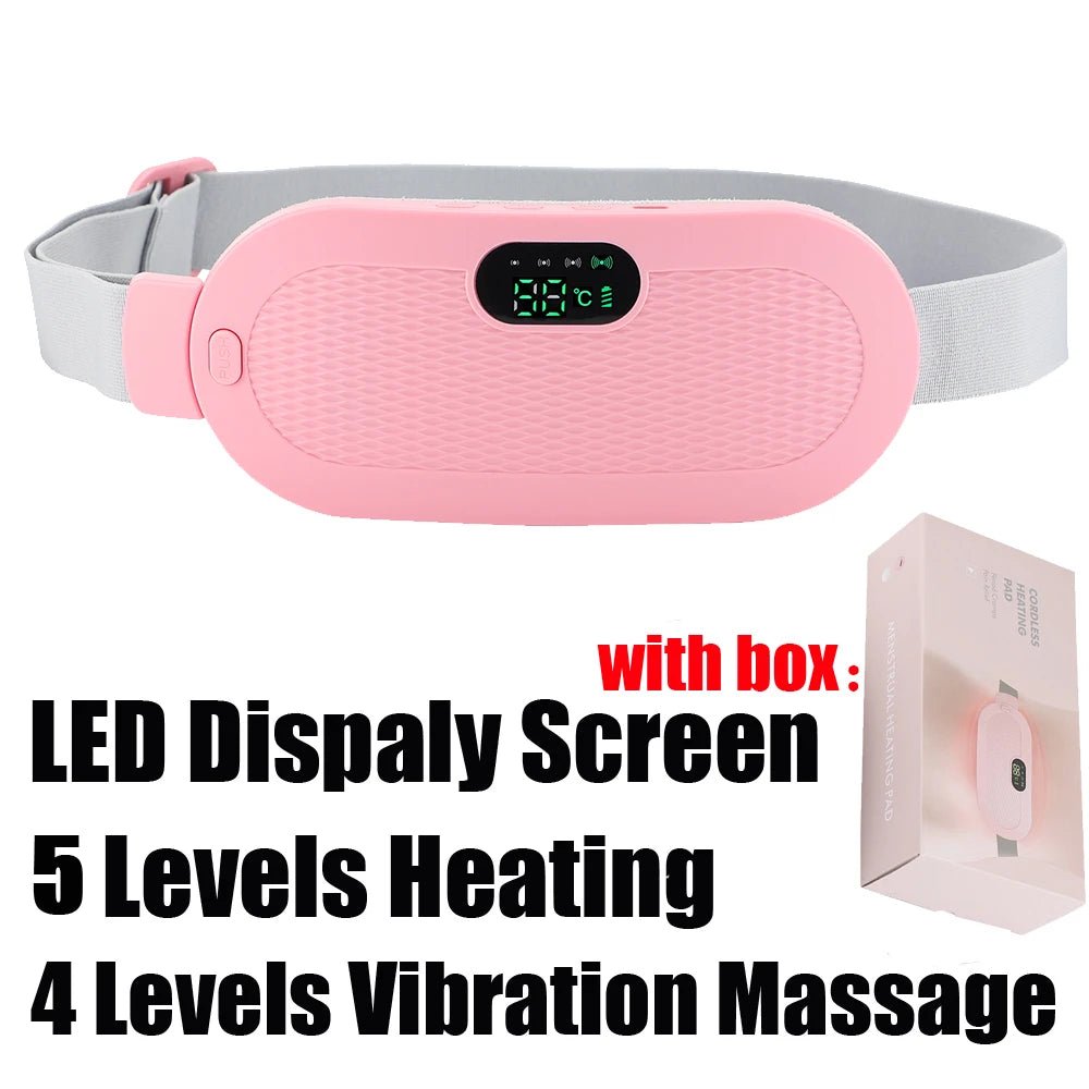 Electric Period Cramp Massager Vibrating Heating Belt for Menstrual Waist Stomach Abdominal Warm Palace Belt - pluxora