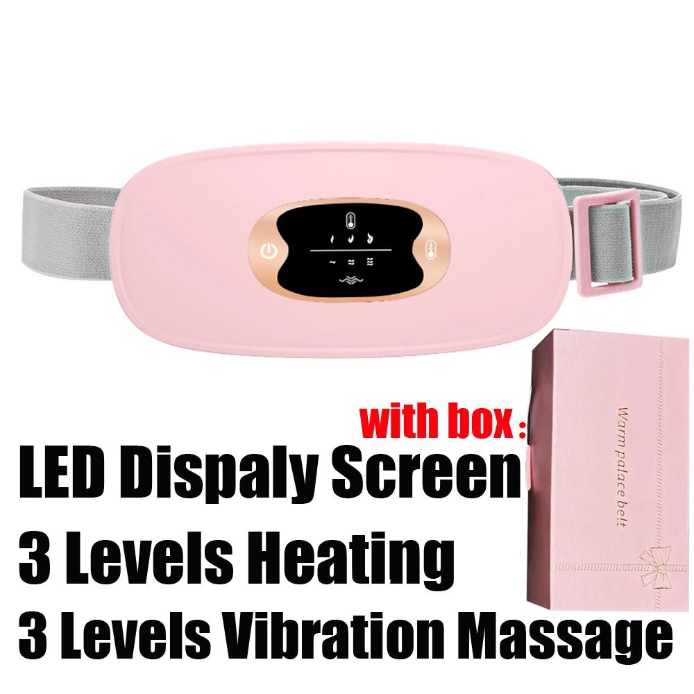 Electric Period Cramp Massager Vibrating Heating Belt for Menstrual Waist Stomach Abdominal Warm Palace Belt - pluxora