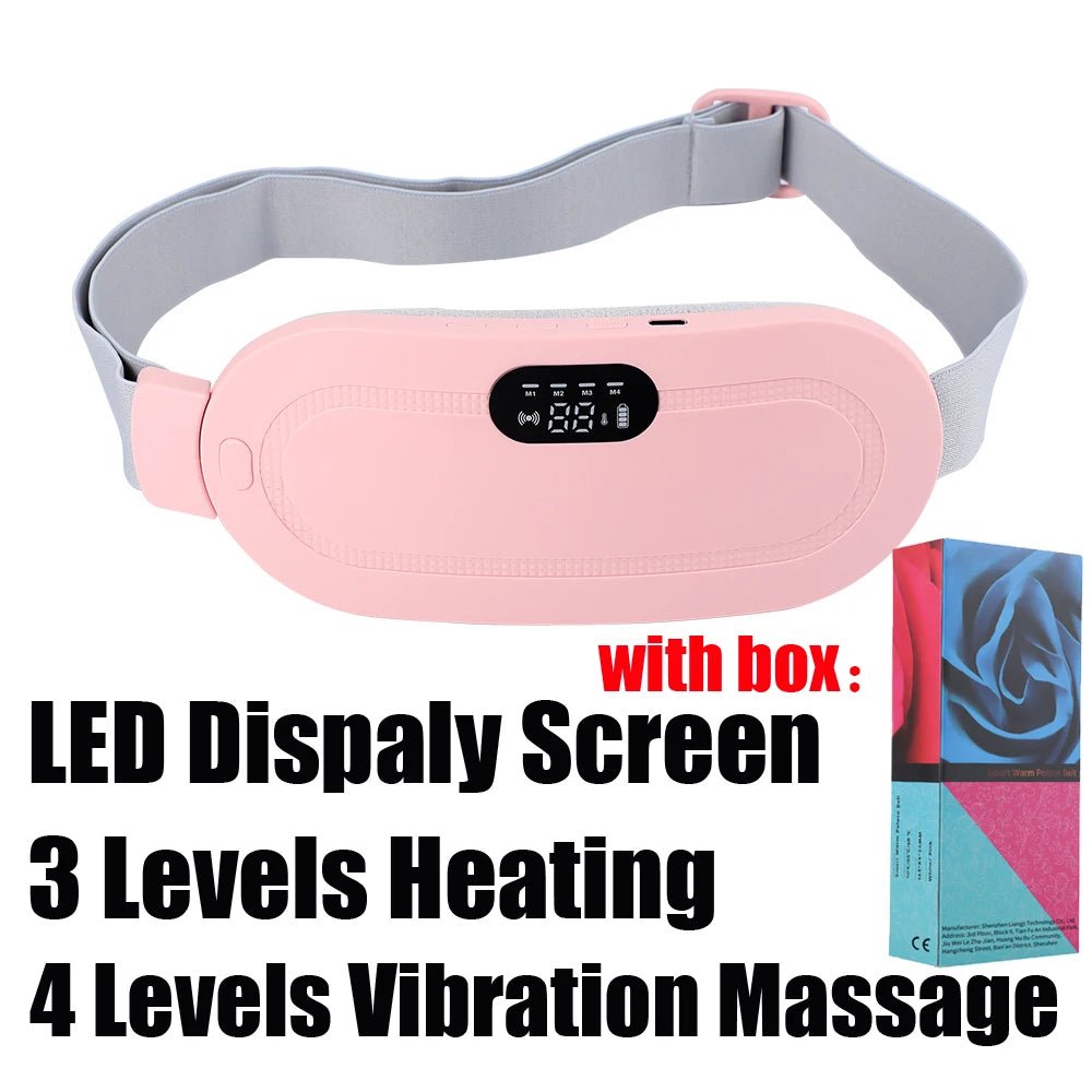 Electric Period Cramp Massager Vibrating Heating Belt for Menstrual Waist Stomach Abdominal Warm Palace Belt - pluxora