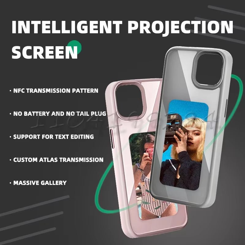 E-Ink Fashion Phone Case for iPhone 17-13 Pro Max with NFC, Anime Girl Characters Silicone Cover - pluxora