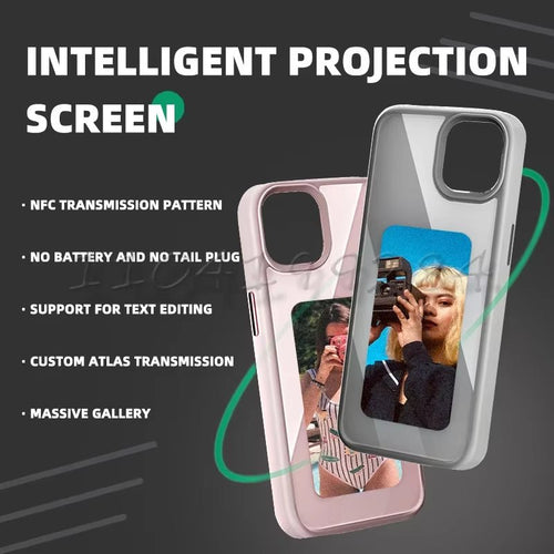 E-Ink Fashion Phone Case for iPhone 17-13 Pro Max with NFC, Anime Girl Characters Silicone Cover - pluxora