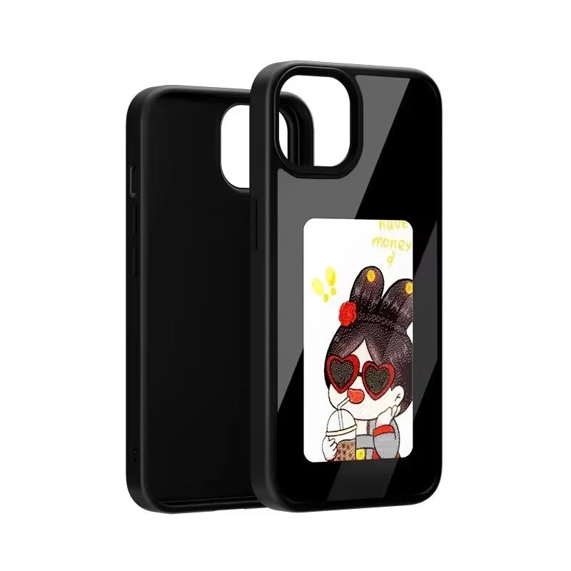 E-Ink Fashion Phone Case for iPhone 17-13 Pro Max with NFC, Anime Girl Characters Silicone Cover - pluxora