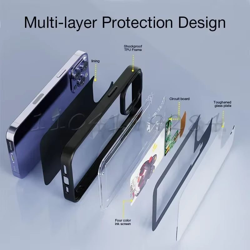 E-Ink Fashion Phone Case for iPhone 17-13 Pro Max with NFC, Anime Girl Characters Silicone Cover - pluxora