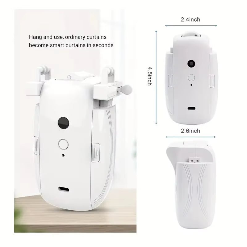 Smart Automatic Curtain Opener, Remote Control with App/Timer/Voice, with T/U/Rome Rod ,Wifi Bluetooth Automatic Light Sensor - pluxora